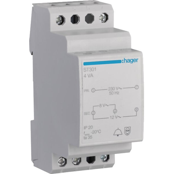 Hager Klingeltrafo 8V/0,5A-12V/0,33A ST301